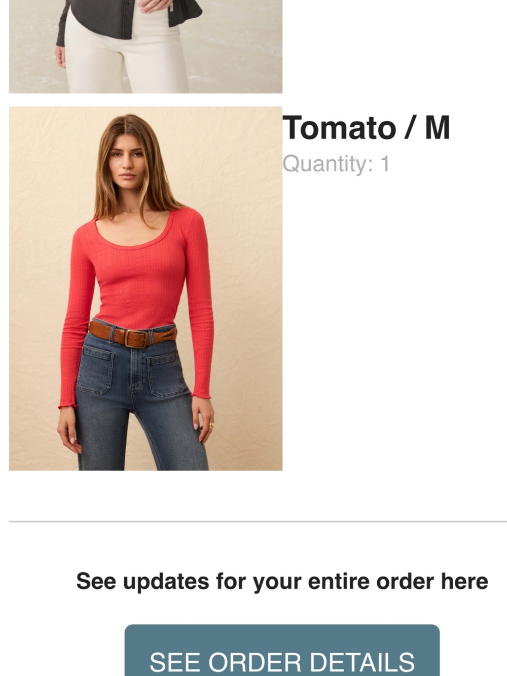 Faherty Women's Ribbed Scoop Neck Top - Tomato sz medium